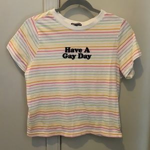 Rainbow lines “Have A Gay Day” short sleeve shirt